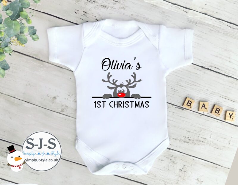 Personalised 1st Christmas Baby Outfit