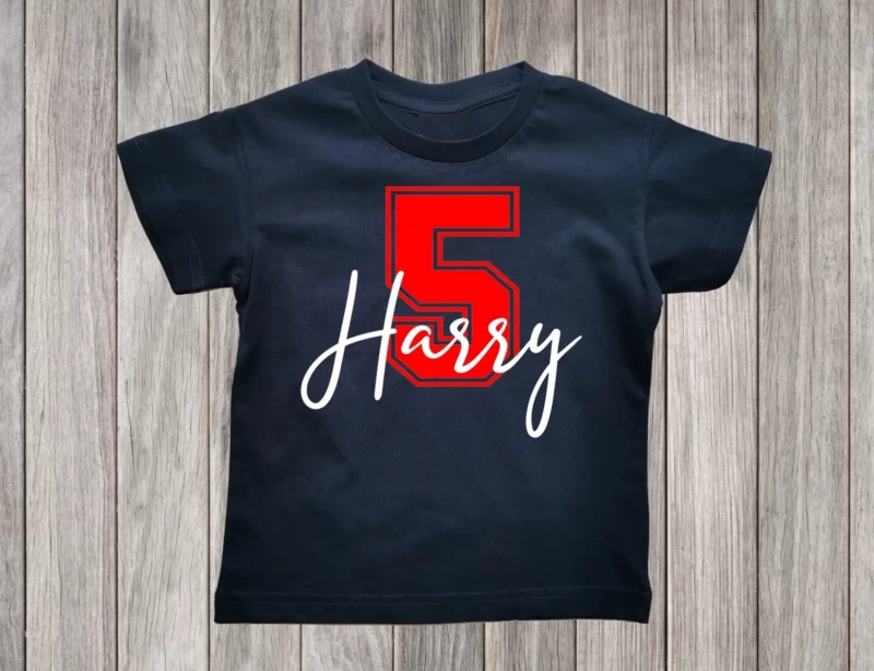 Age and Name Personalised Birthday T-shirt