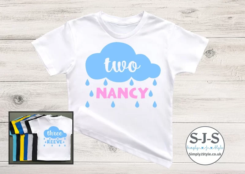 Cloud and Rain Kids Birthday T-shirt