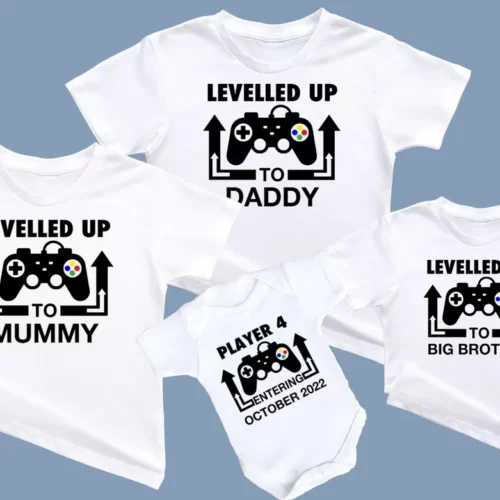 Levelled Up Baby Announcement T-shirts