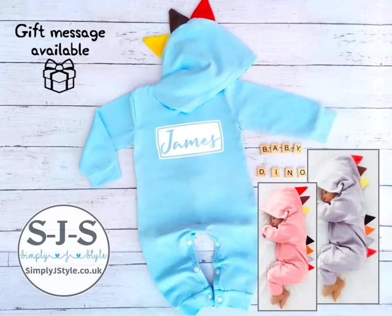 Name Personalised Baby Dinosaur Outfit