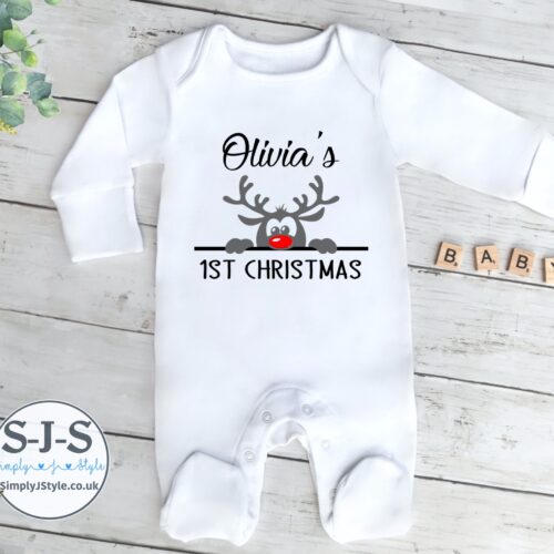 Personalised 1st Christmas Baby Outfit