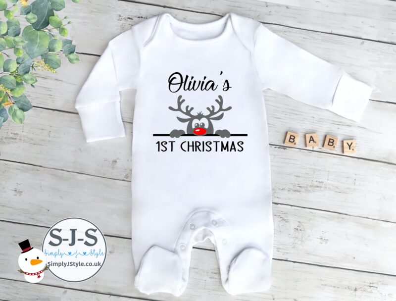 Personalised 1st Christmas Baby Outfit