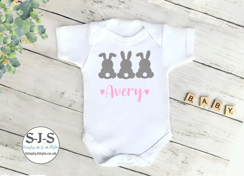 Personalised Bunnies Baby Outfit