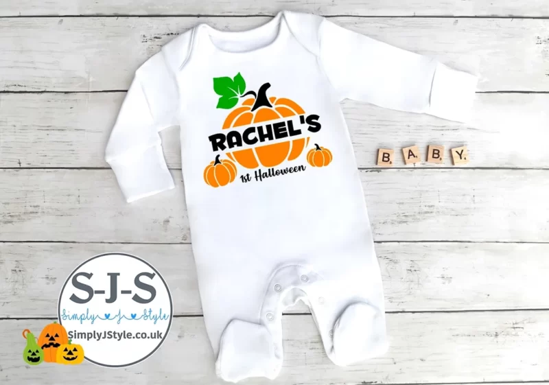 Personalised Halloween Pumpkin Baby Outfit