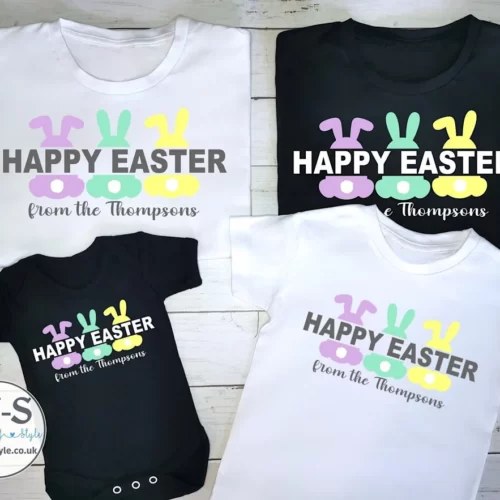 Personalised Happy Easter Matching Tops